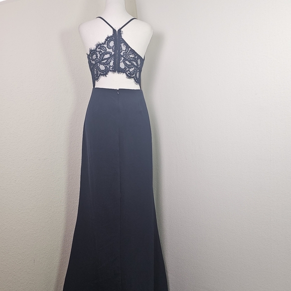 Lovers&Friends Helena Gown Navy Womens Sz 2   Lace Trim Back, Prom,Dance,Formal - Picture 7 of 16